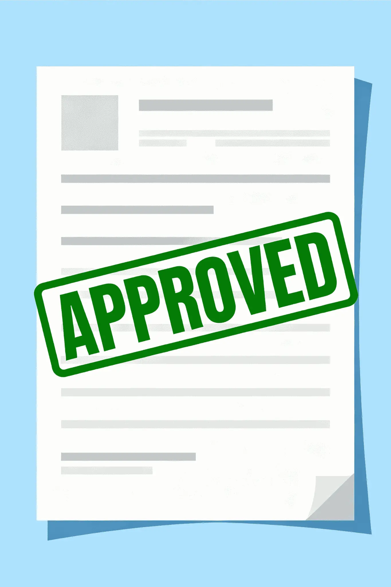 Insurance approval stamp on document